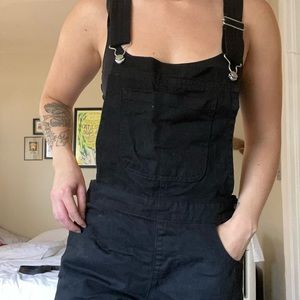 Forever 21 black distressed overalls